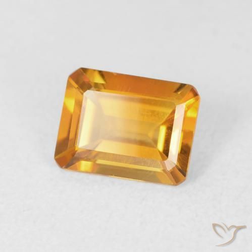 Citrine Doré-orange foncé naturelle Octogone / coupe Émeraude, 1.23 ct, VVS-VS