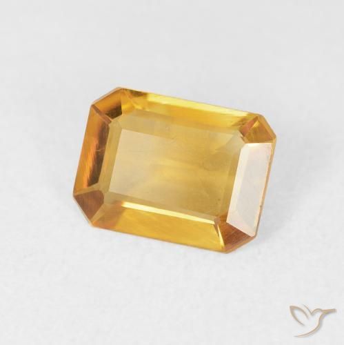 Citrine Orange doré profond naturelle Octogone / coupe Émeraude, 1.05 ct, VVS-VS