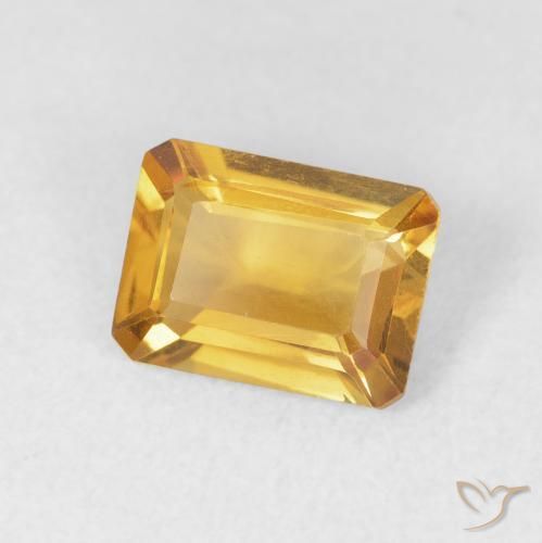Citrine Orange doré profond naturelle Octogone / coupe Émeraude, 1.29 ct, VVS-VS