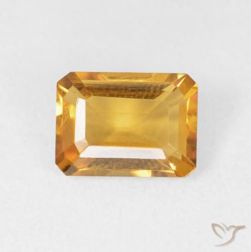 1.40ct Naturel Medium Light Orange-Gold Citrine, Taille émeraude, VVS