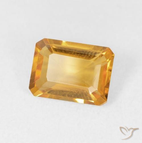 Citrine Medium Light Orange-Gold naturelle Octogone / coupe Émeraude, 1.40 ct, VVS
