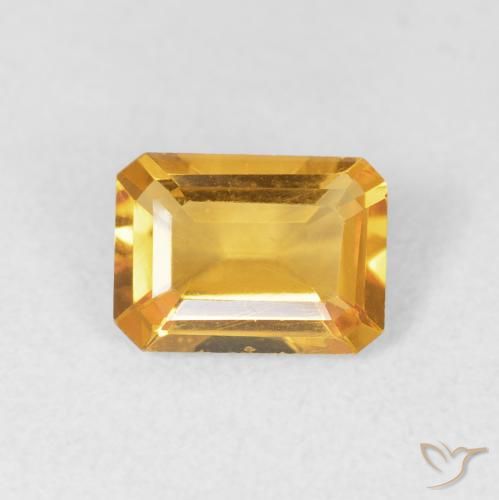 1.15ct Naturel Medium Light Orange-Gold Citrine, Taille émeraude, VVS