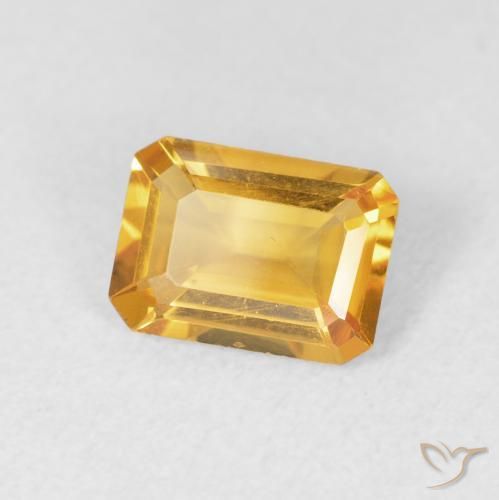 Citrine Medium Light Orange-Gold naturelle Octogone / coupe Émeraude, 1.15 ct, VVS