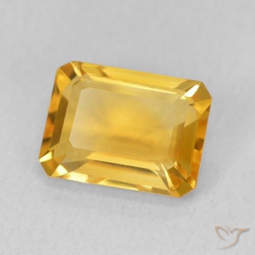 Citrine Medium Light Orange-Gold naturelle Octogone / coupe Émeraude, 1.54 ct, VVS