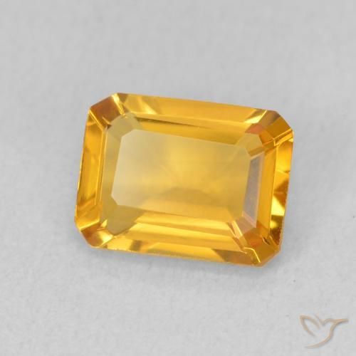 Citrine Medium Light Orange-Gold naturelle Octogone / coupe Émeraude, 1.21 ct, VVS