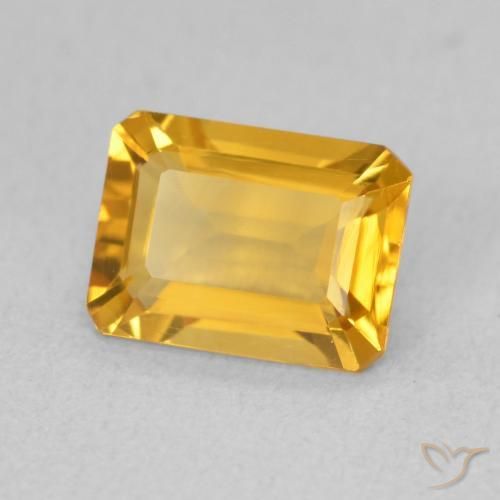 Citrine Orange doré profond naturelle Octogone / coupe Émeraude, 1.41 ct, VVS