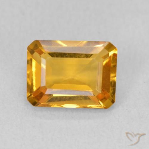 1.42ct Naturel Or-orange moyen Citrine, Taille émeraude, VVS