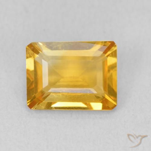 1.35ct Naturel Doré moyen Citrine, Taille émeraude, VVS