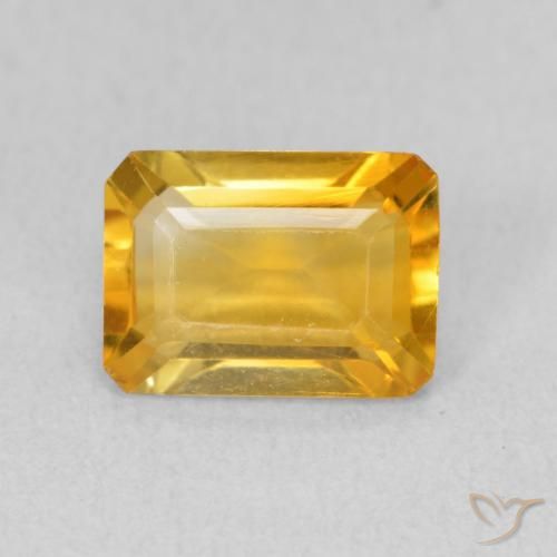 1.26ct Naturel Doré moyen Citrine, Taille émeraude, VVS