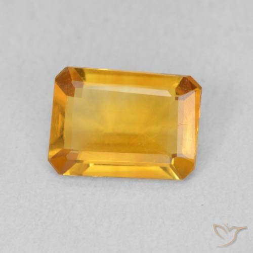 Citrine Or orange foncé naturelle Octogone / coupe Émeraude, 0.93 ct, VVS