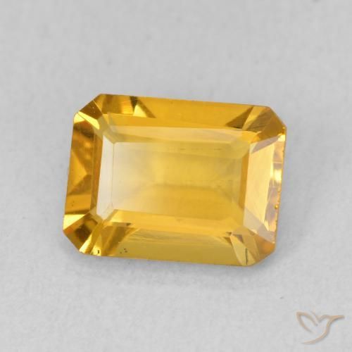 Citrine Orange doré profond naturelle Octogone / coupe Émeraude, 1.35 ct, VVS-VS