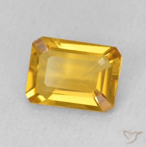 Citrine Doré foncé naturelle Octogone / coupe Émeraude, 1.29 ct, VVS-VS