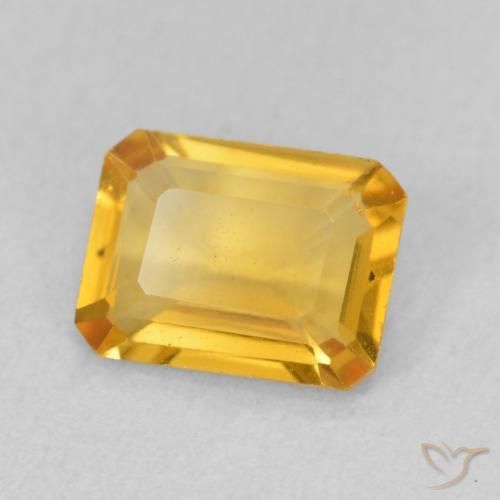Citrine Doré moyen naturelle Octogone / coupe Émeraude, 1.24 ct, VVS-VS