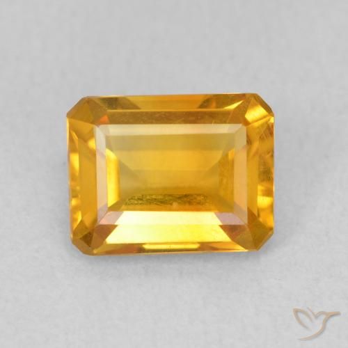 1.34ct Naturel Medium Light Orange-Gold Citrine, Taille émeraude, VVS-VS