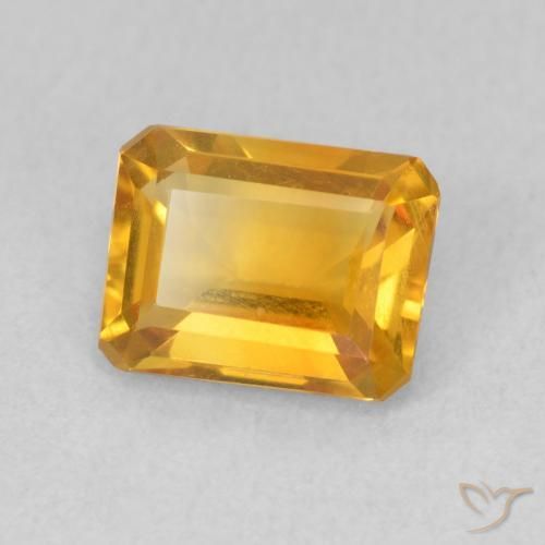 Citrine Medium Light Orange-Gold naturelle Octogone / coupe Émeraude, 1.34 ct, VVS-VS