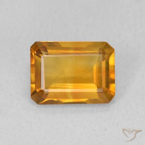 1.12ct Naturel Doré-orange foncé Citrine, Taille émeraude, VVS-VS
