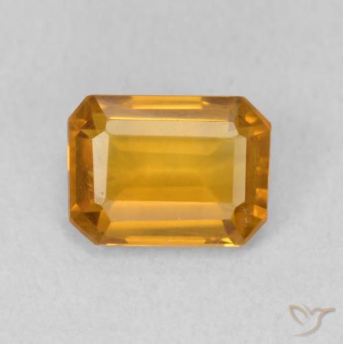 1.21ct Naturel Doré-orange foncé Citrine, Taille émeraude, VVS-VS