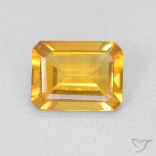 1.10ct Naturel Doré moyen Citrine, Taille émeraude, VVS