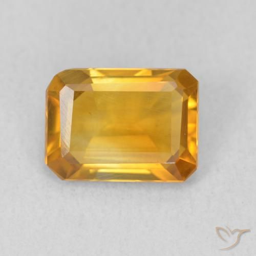 1.11ct Naturel Or-orange moyen Citrine, Taille émeraude, VVS-VS