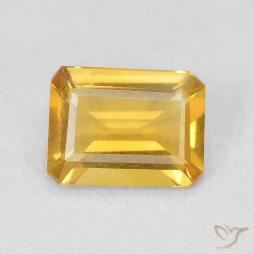 1.14ct Naturel Doré vif Citrine, Taille émeraude, VS