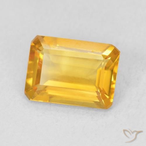 Citrine Doré vif naturelle Octogone / coupe Émeraude, 1.17 ct, VVS-VS