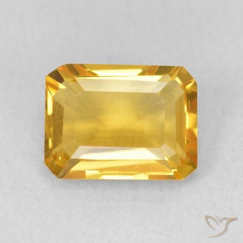 1.51ct Naturel Doré vif Citrine, Taille émeraude, VS