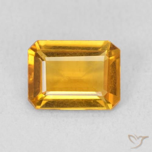 1.10ct Naturel Orange-or Citrine, Taille émeraude, VS