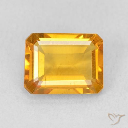 1.40ct Naturel Or-orange moyen Citrine, Taille émeraude, VS
