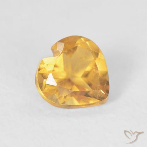 Citrine Orange doré profond naturelle Cœur, 0.40 ct, VVS-VS