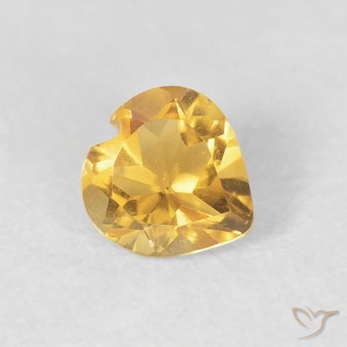 Citrine Doré vif naturelle Cœur, 0.39 ct, VVS-VS