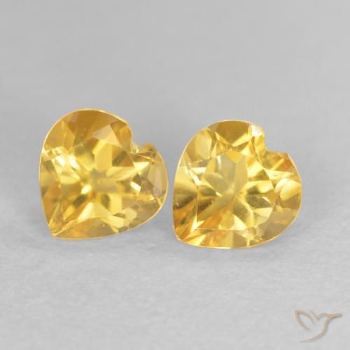 0.90ctw Naturel Doré Citrine, Cœur, VVS-VS