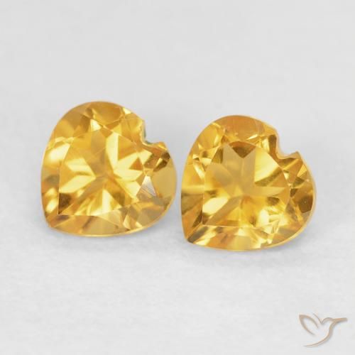 0.90ctw Naturel Doré Citrine, Cœur, VVS-VS
