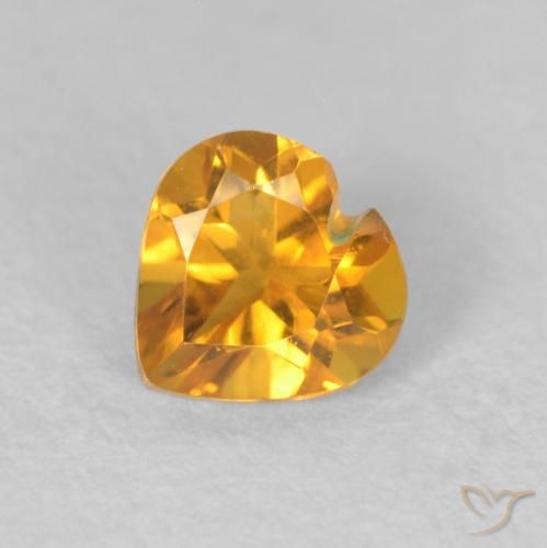 0.43ct Naturel Medium Light Orange-Gold Citrine, Cœur, VVS