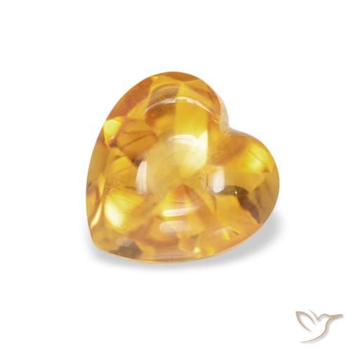 1.00ct Naturel Medium Light Orange-Gold Citrine, Cœur, Transparent