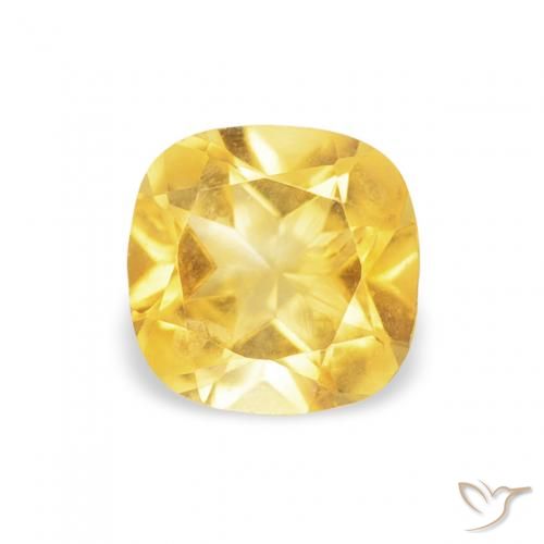 0.50ct Naturel Jaune Toscane Citrine, Coussin, VS