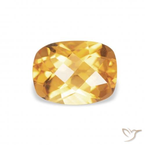 Citrine Medium Light Orange-Gold naturelle Coussin, 1.29 ct, VVS