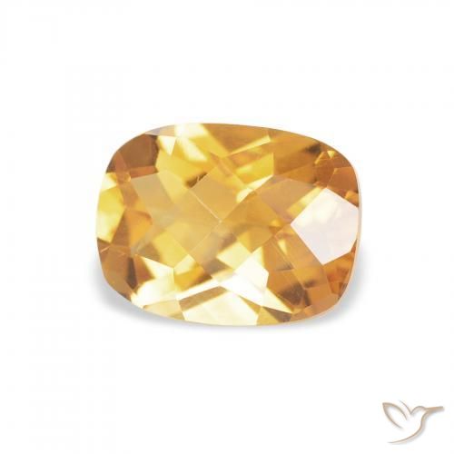 Citrine Medium Light Orange-Gold naturelle Coussin, 1.29 ct, VVS
