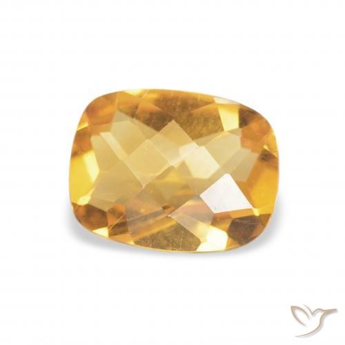 Citrine Medium Light Orange-Gold naturelle Coussin, 1.00 ct, VVS