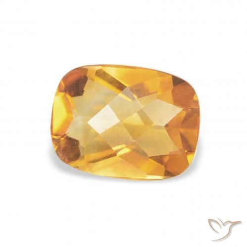 Citrine Medium Light Orange-Gold naturelle Coussin, 1.10 ct, VVS-VS