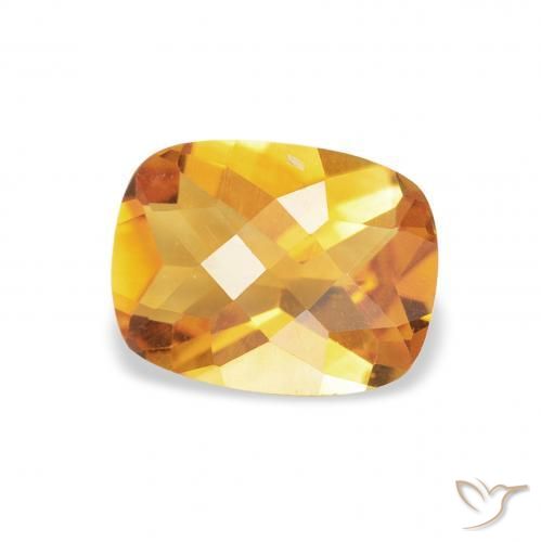 Citrine Orange doré profond naturelle Coussin, 1.04 ct, VS