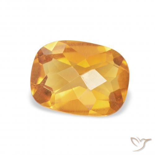 Citrine Doré-orange foncé naturelle Coussin, 1.04 ct, VVS