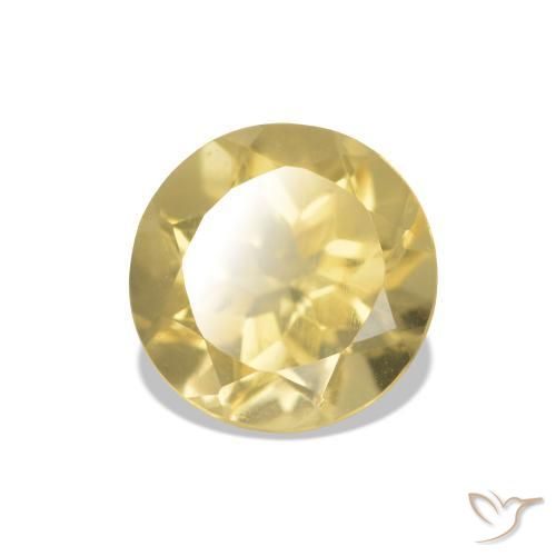 Citrine Jaune doré léger naturelle Coupe roude, 1.23 ct, VVS-VS