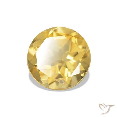 Citrine Jaune doré léger naturelle Coupe roude, 1.20 ct, VVS-VS