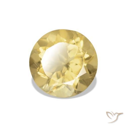 Citrine Jaune doré léger naturelle Coupe roude, 1.21 ct, VS