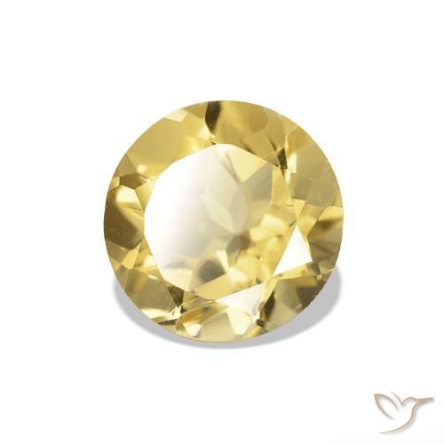 Citrine Jaune doré léger naturelle Coupe roude, 1.08 ct, VVS-VS