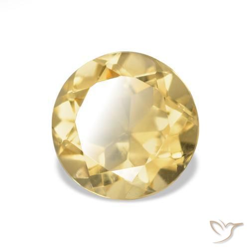 Citrine Jaune clair naturelle Coupe roude, 1.29 ct, VS