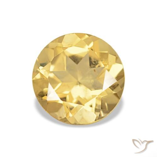 Citrine Doré léger naturelle Coupe roude, 1.16 ct, VVS-VS