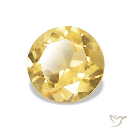 Citrine Jaune doré léger naturelle Coupe roude, 1.28 ct, VS