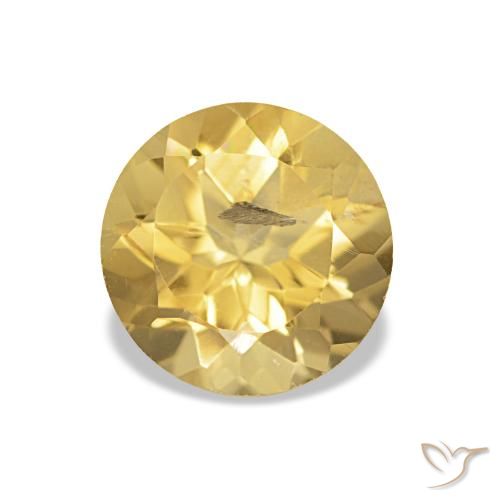 Citrine Jaune doré léger naturelle Coupe roude, 1.24 ct, VS-SI