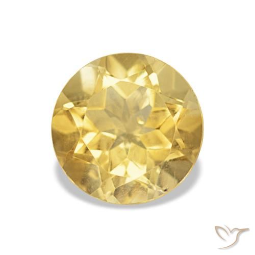 Citrine Jaune doré léger naturelle Coupe roude, 1.27 ct, VS